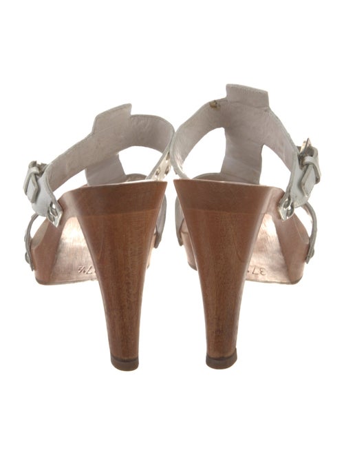 Sergio Rossi Leather Floral Print Slides