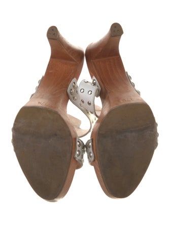 Sergio Rossi Leather Floral Print Slides