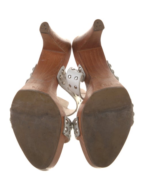 Sergio Rossi Leather Floral Print Slides