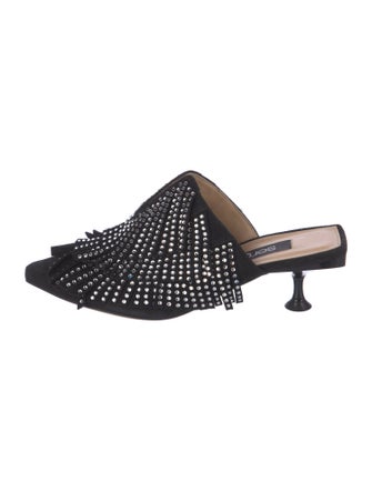 Sergio Rossi Suede Crystal Embellishments Mules