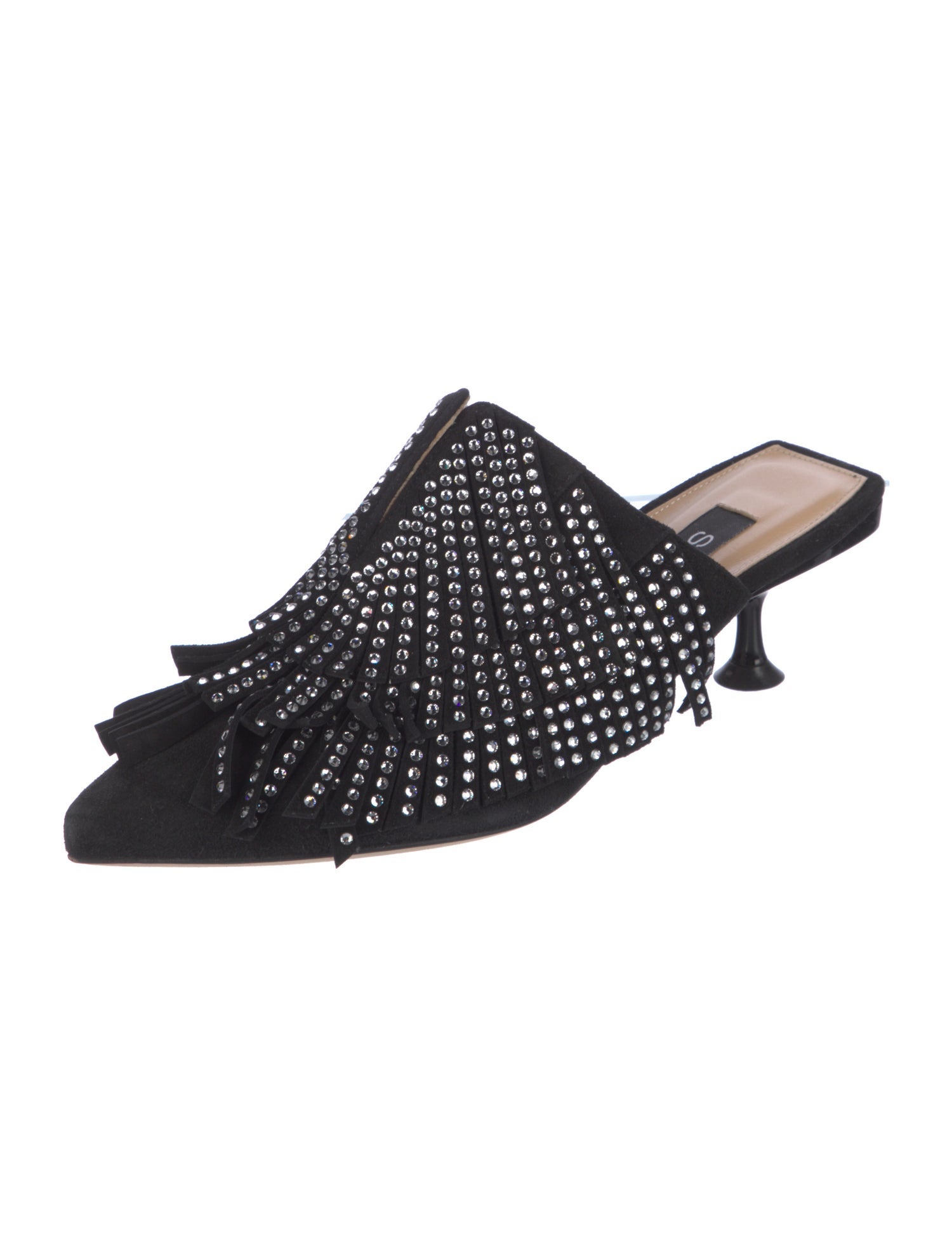 Sergio Rossi Suede Crystal Embellishments Mules