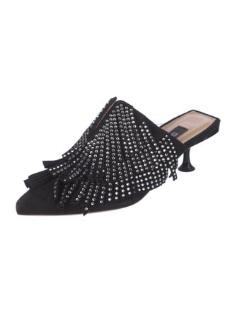 Sergio Rossi Suede Crystal Embellishments Mules