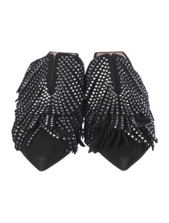 Sergio Rossi Suede Crystal Embellishments Mules