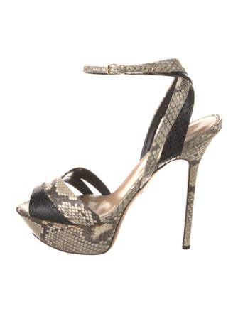 Sergio Rossi Snakeskin Animal Print Slingback Pumps
