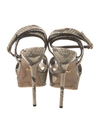 Sergio Rossi Snakeskin Animal Print Slingback Pumps