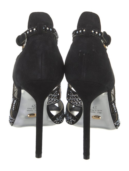 Sergio Rossi Suede Crystal Embellishments Sandals