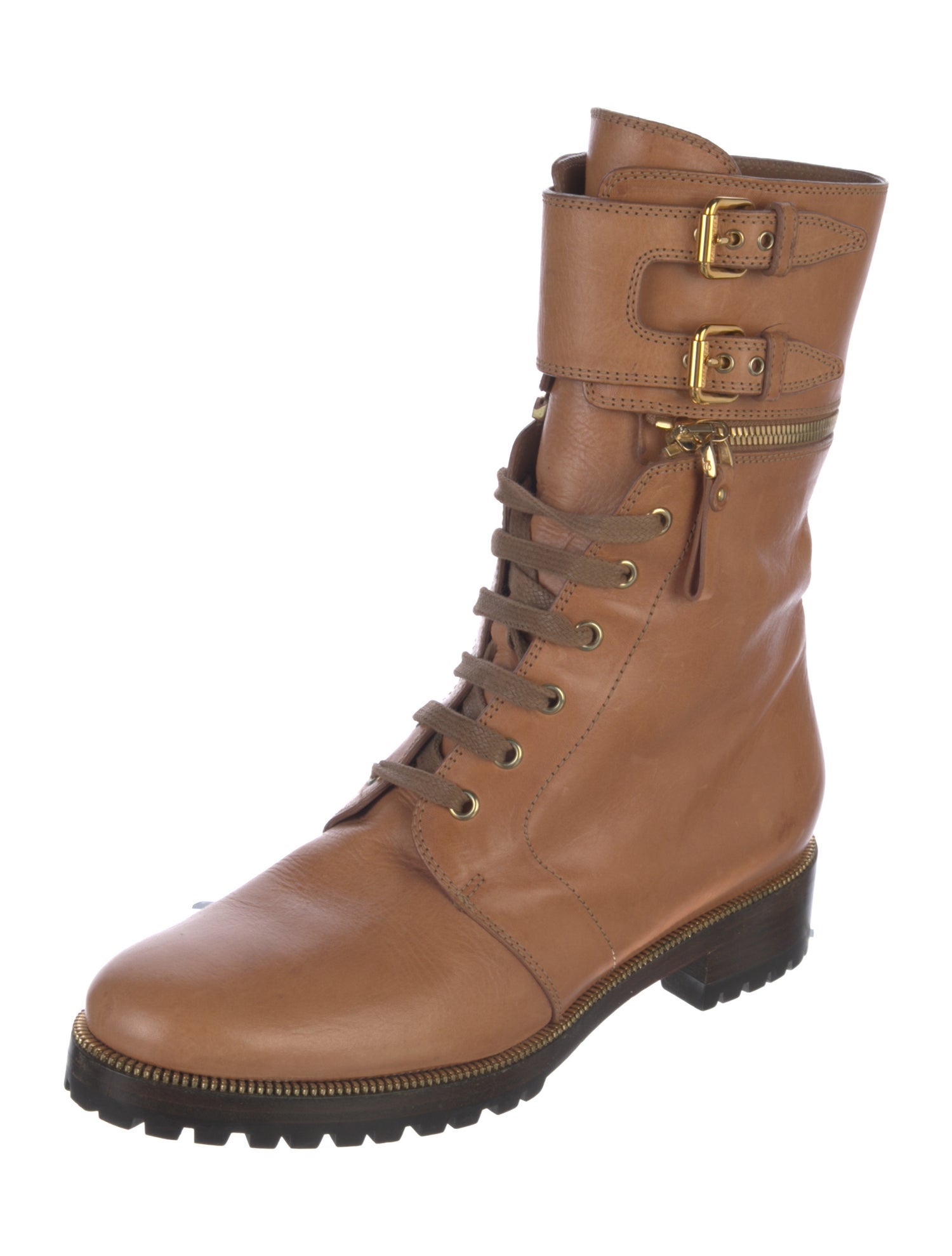 Sergio Rossi Leather Combat Boots