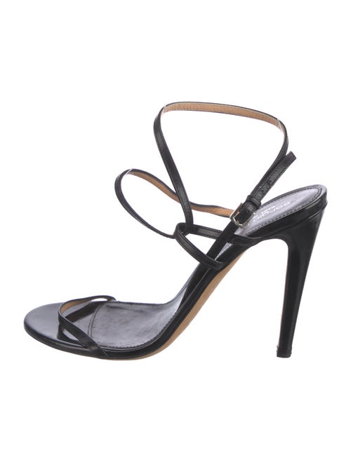 Sergio Rossi Leather Crystal Embellishments Slingback Sandals