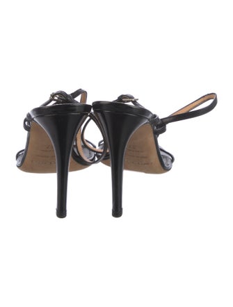 Sergio Rossi Leather Crystal Embellishments Slingback Sandals