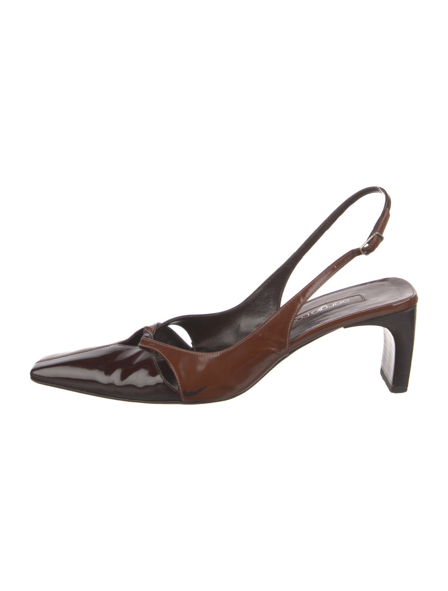 Sergio Rossi Leather Colorblock Pattern Slingback Pumps