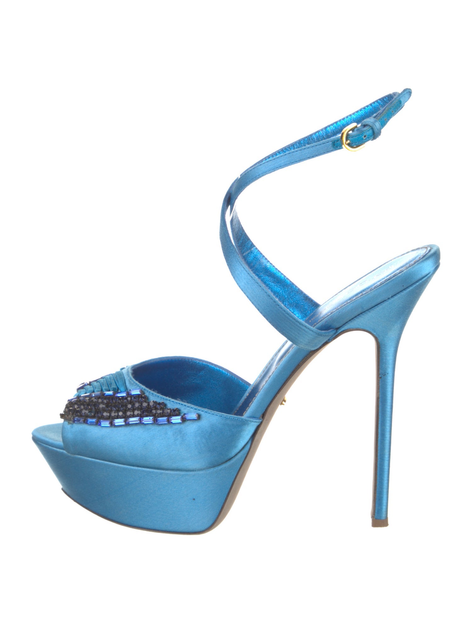 Sergio Rossi Satin Crystal Embellishments Mules