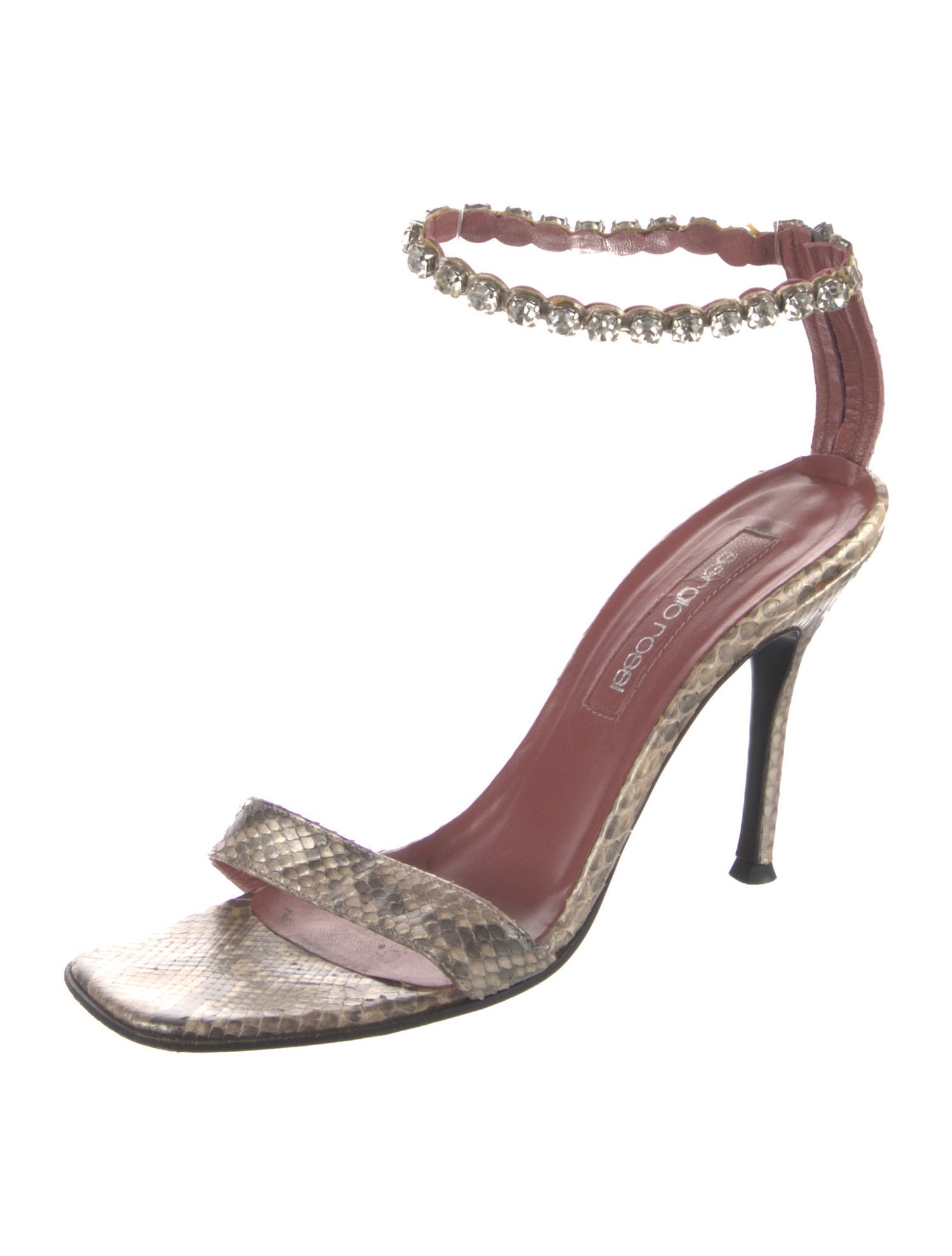Sergio Rossi Snakeskin Animal Print Sandals