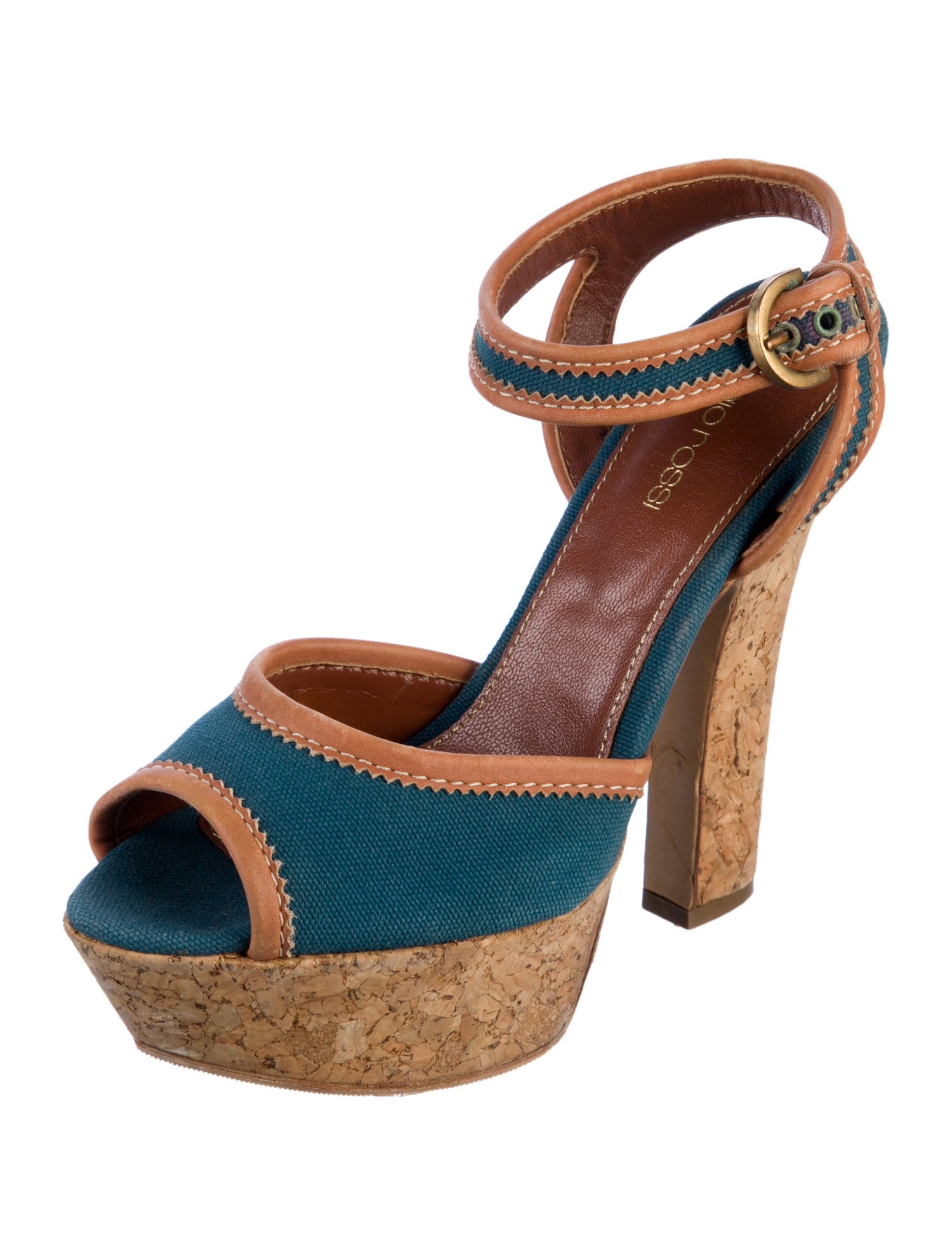 Sergio Rossi Canvas Colorblock Pattern Slingback Pumps