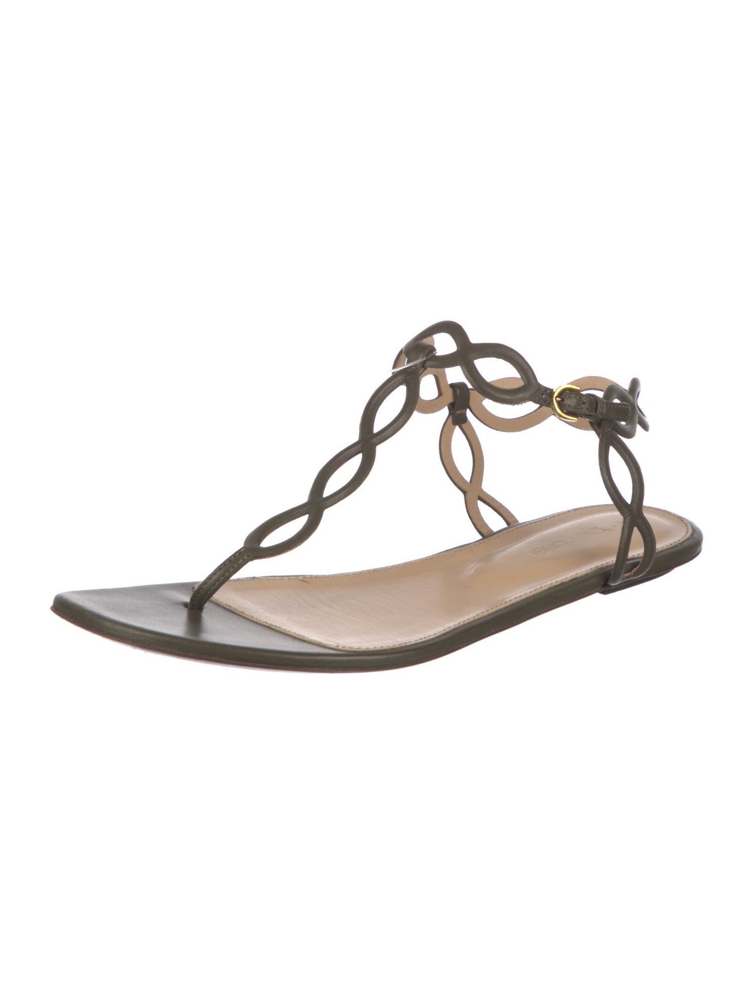 Sergio Rossi Leather T-Strap Sandals