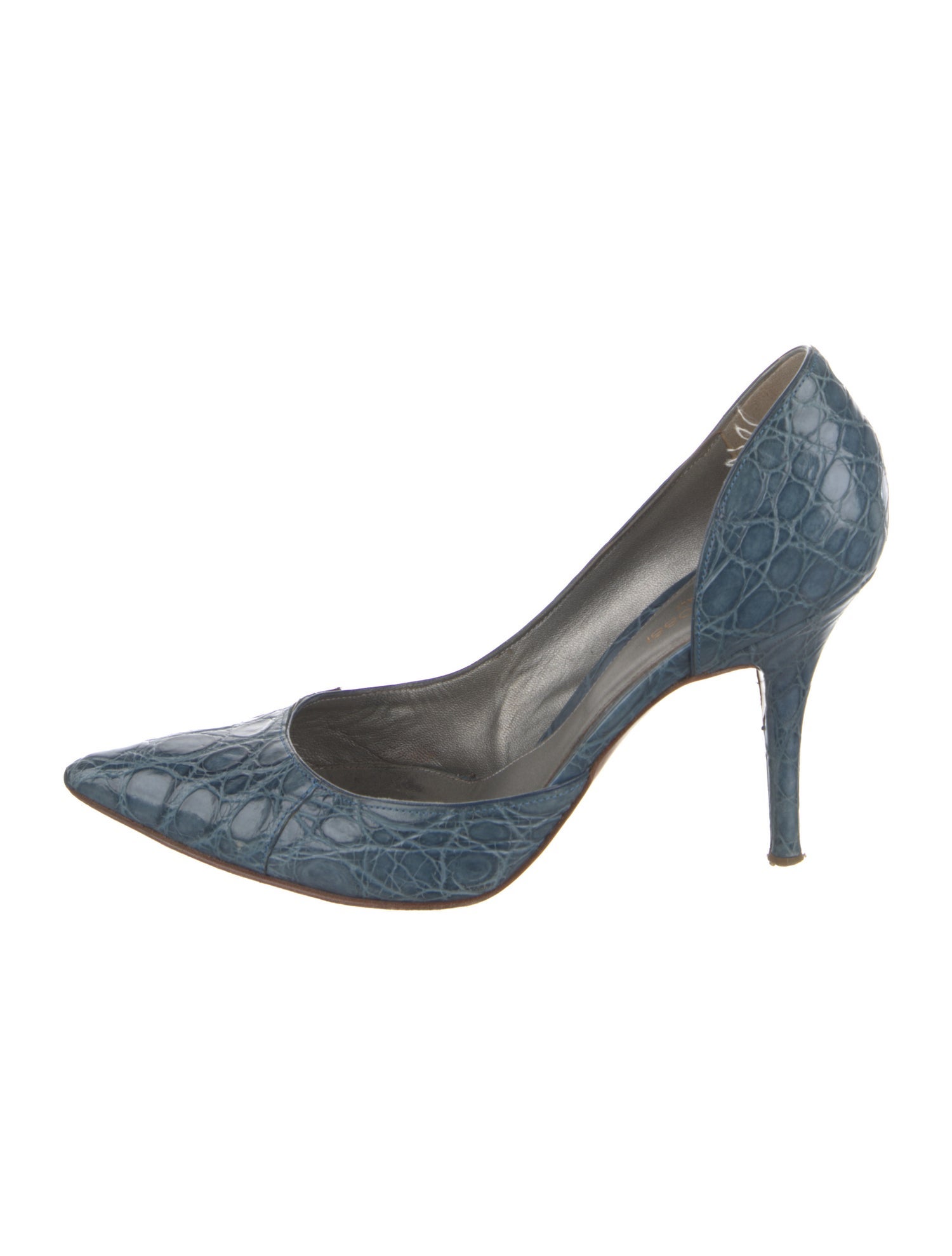 Sergio Rossi Embossed Leather Animal Print Pumps