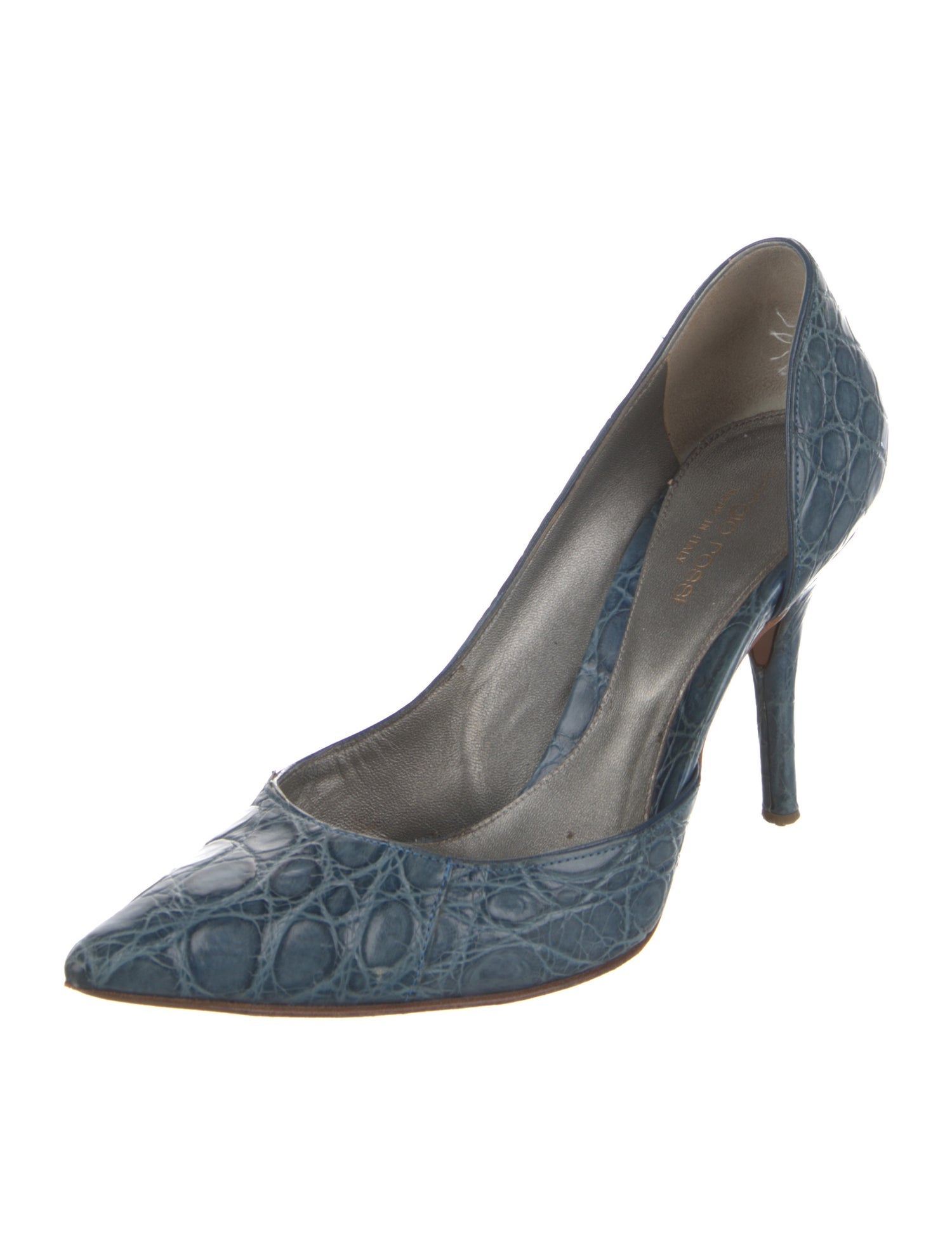 Sergio Rossi Embossed Leather Animal Print Pumps