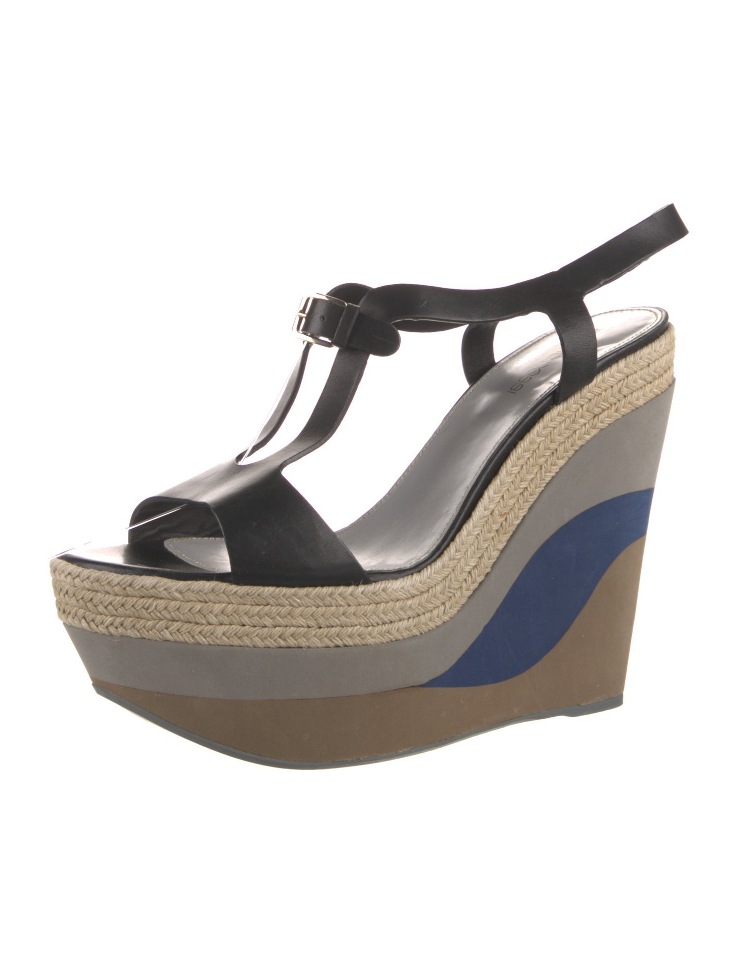 Sergio Rossi Leather T-Strap Sandals