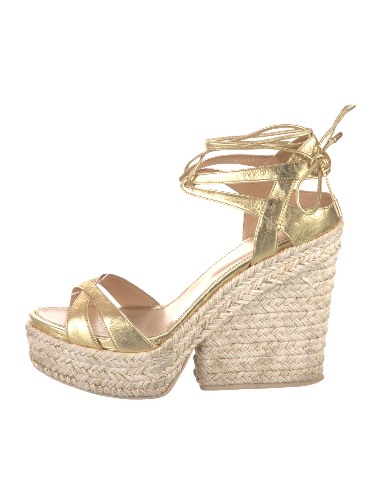 Sergio Rossi Leather Colorblock Pattern Espadrilles