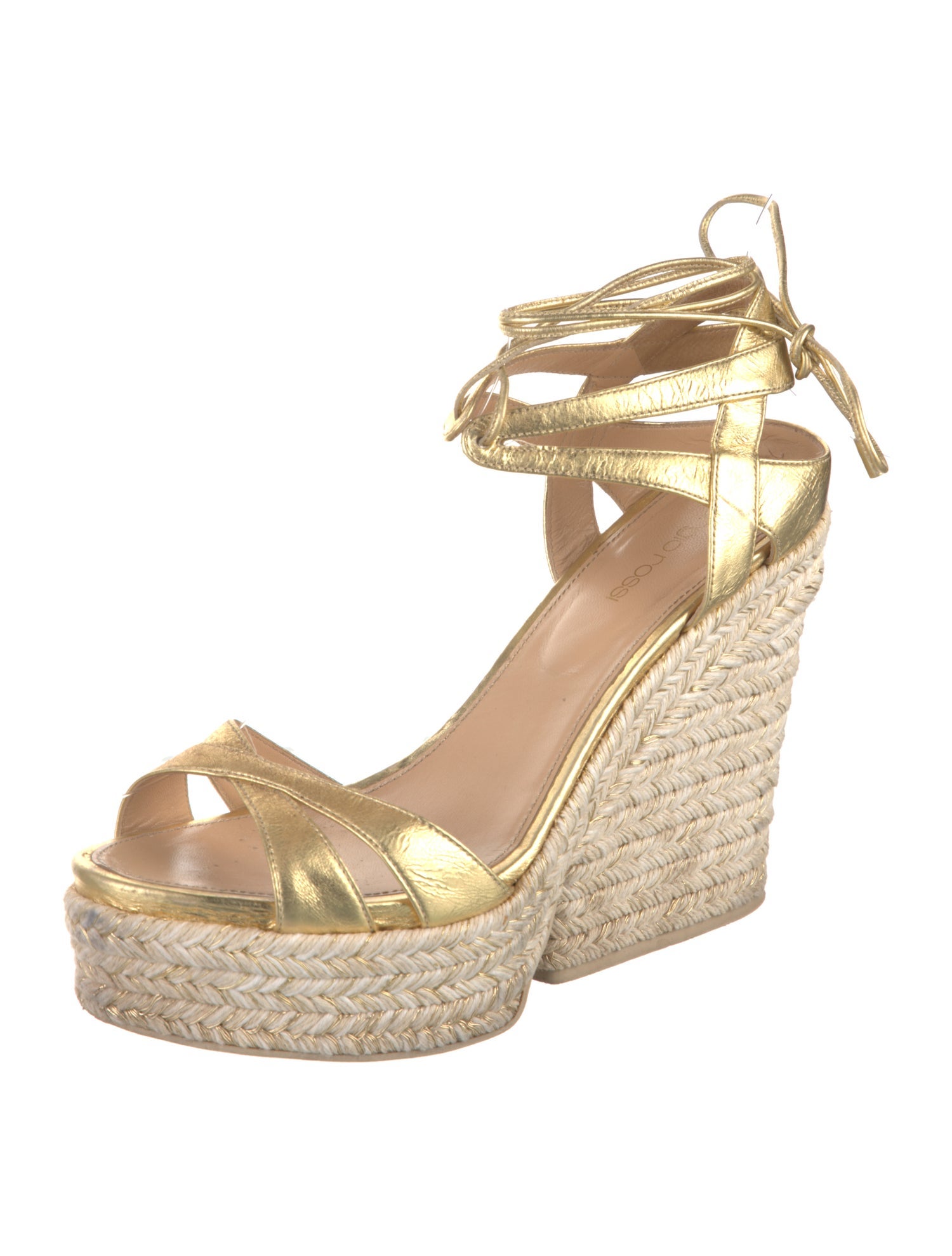 Sergio Rossi Leather Colorblock Pattern Espadrilles