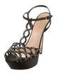 Sergio Rossi Satin Crystal Embellishments T-Strap Sandals