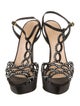 Sergio Rossi Satin Crystal Embellishments T-Strap Sandals