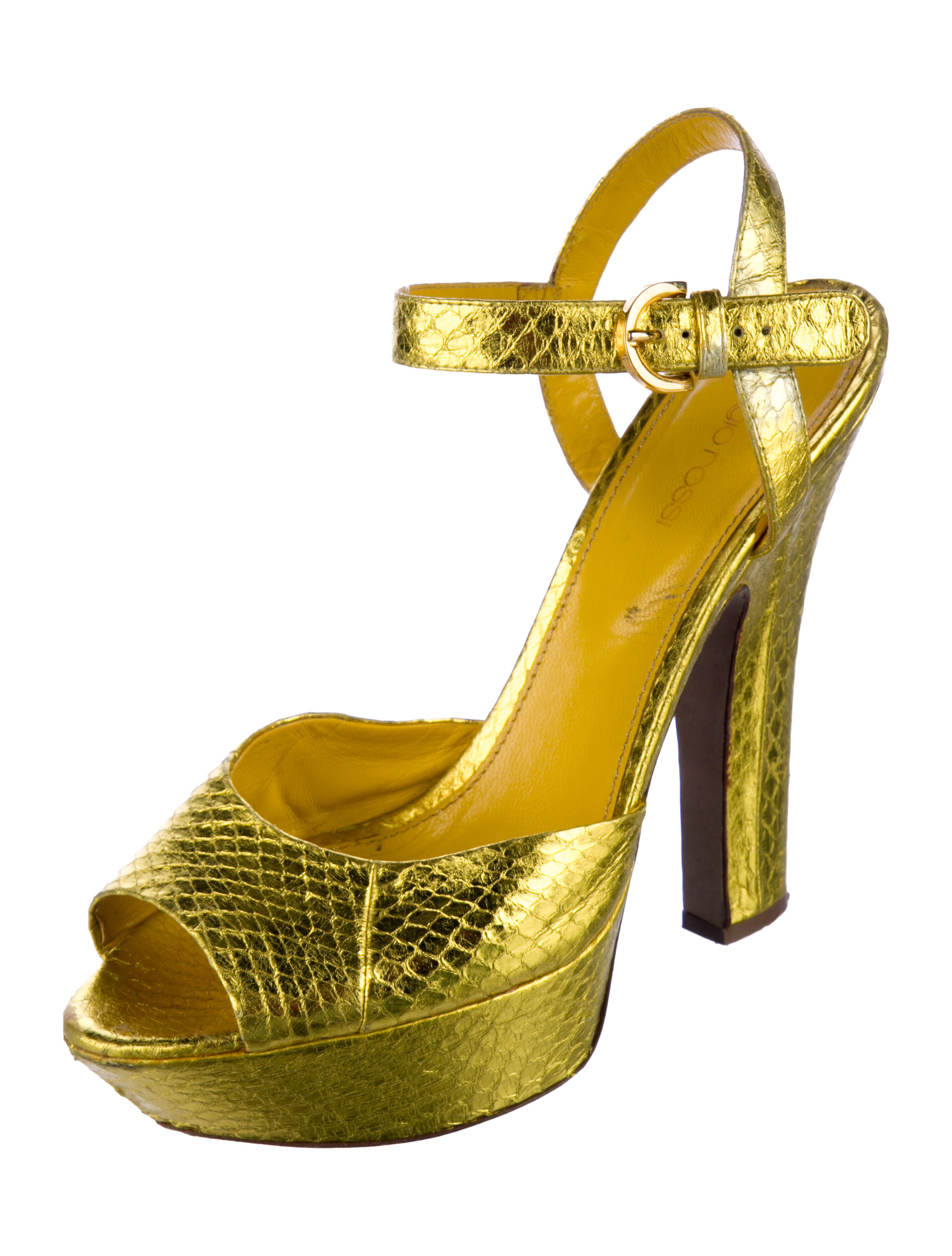 Sergio Rossi Embossed Leather Animal Print Slingback Pumps