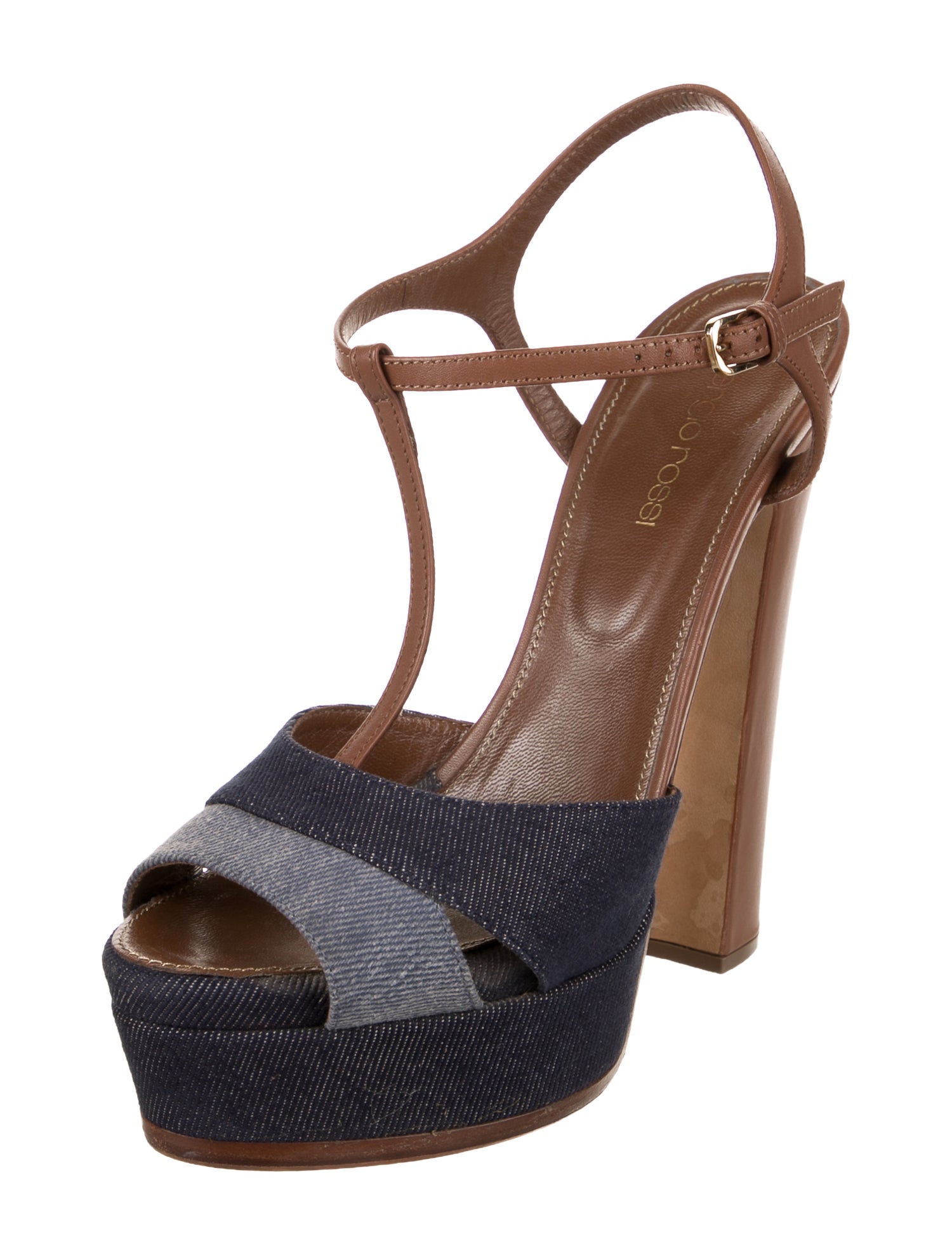 Sergio Rossi Leather T-Strap Sandals