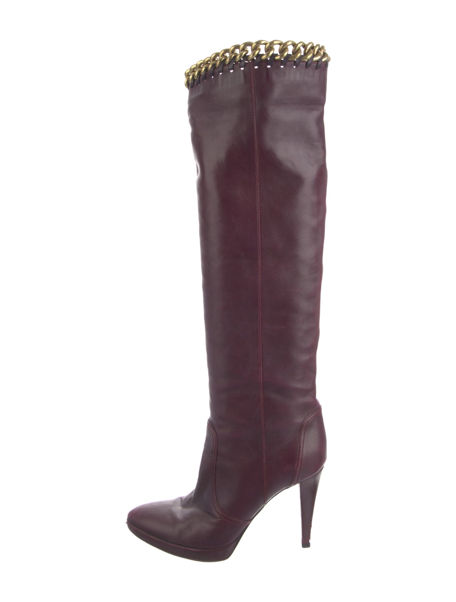 Sergio Rossi Leather Chain-Link Accents Boots