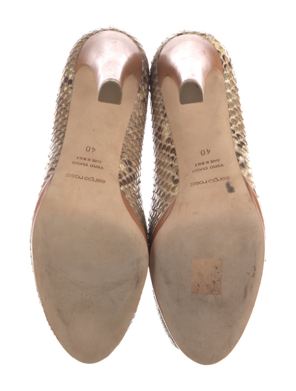 Sergio Rossi Python Pumps Brown Animal Print Peep… - image 5