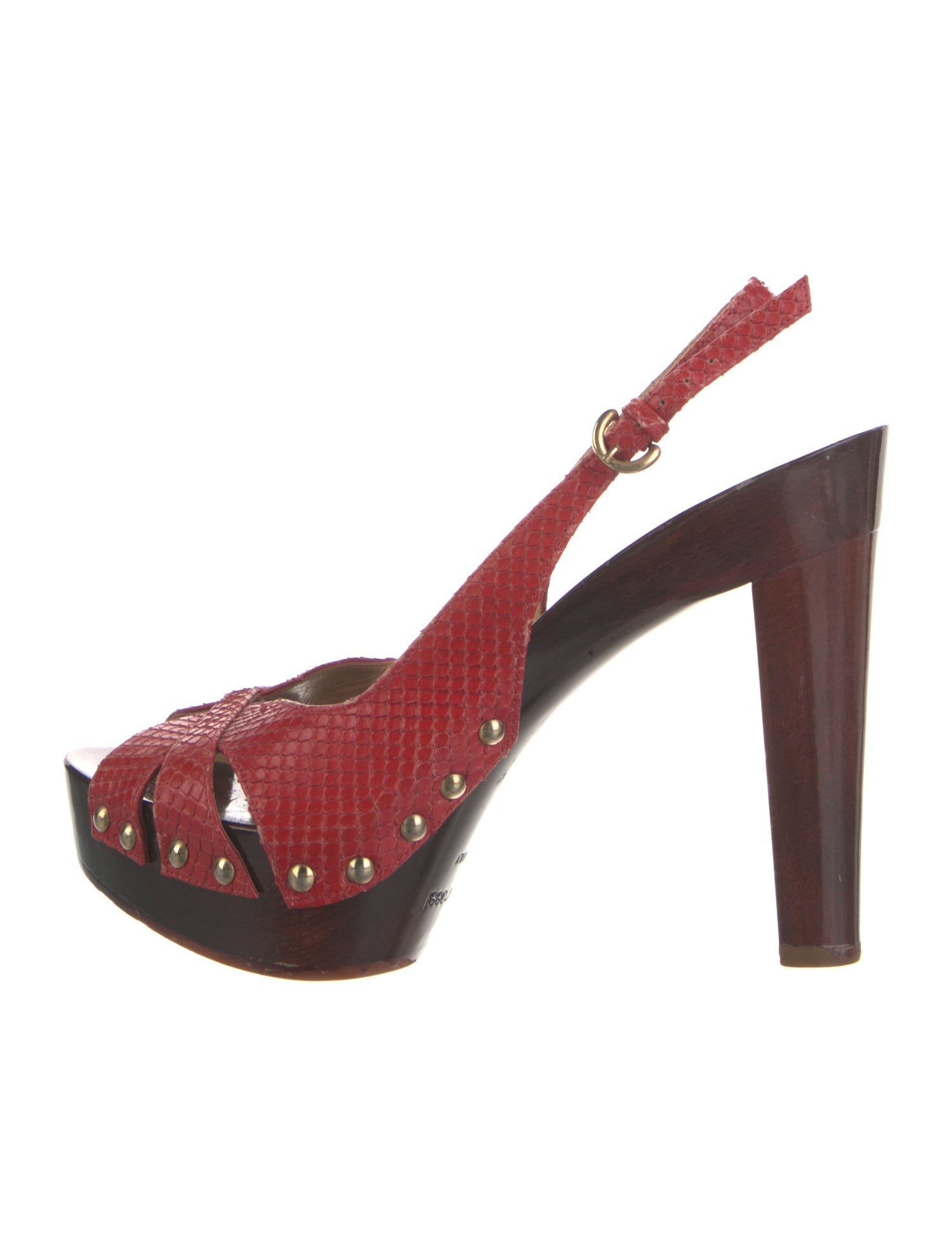 Sergio Rossi Python Animal Print Slingback Sandals