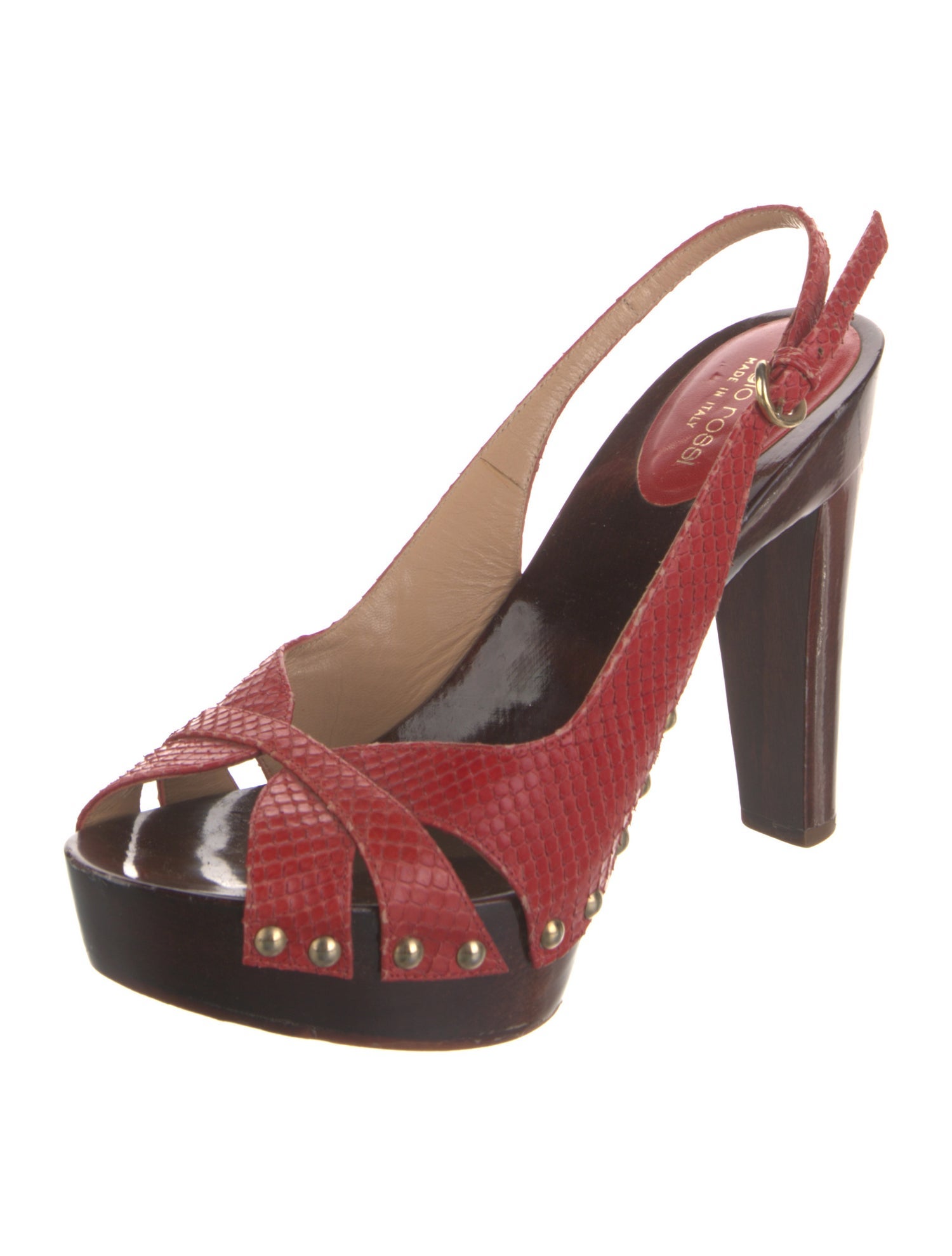 Sergio Rossi Python Animal Print Slingback Sandals