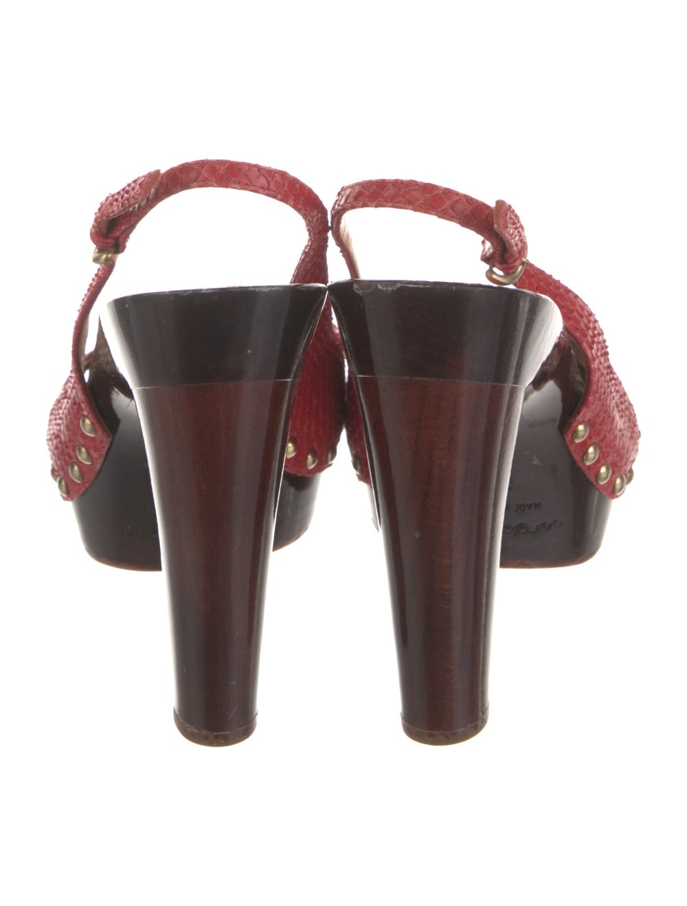 Sergio Rossi Python Slingback Sandals Red Animal … - image 4