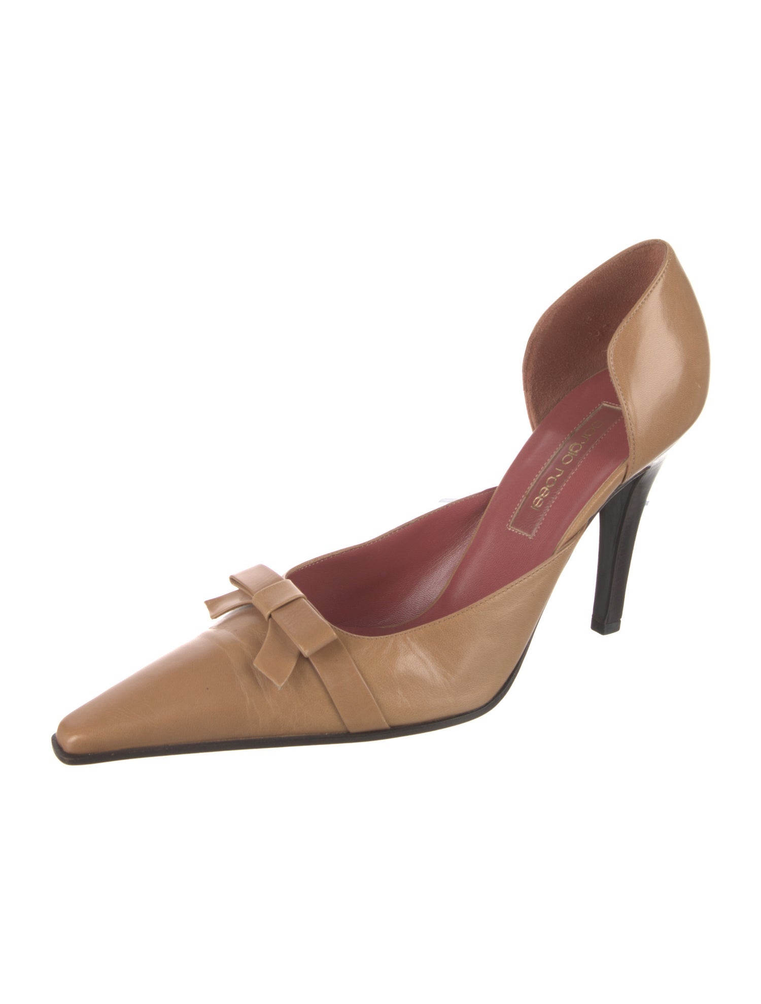Sergio Rossi Leather Bow Accents D'Orsay Pumps