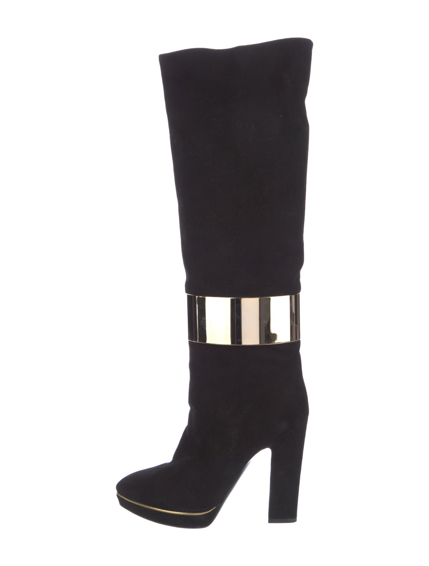 Sergio Rossi Suede Colorblock Pattern Boots