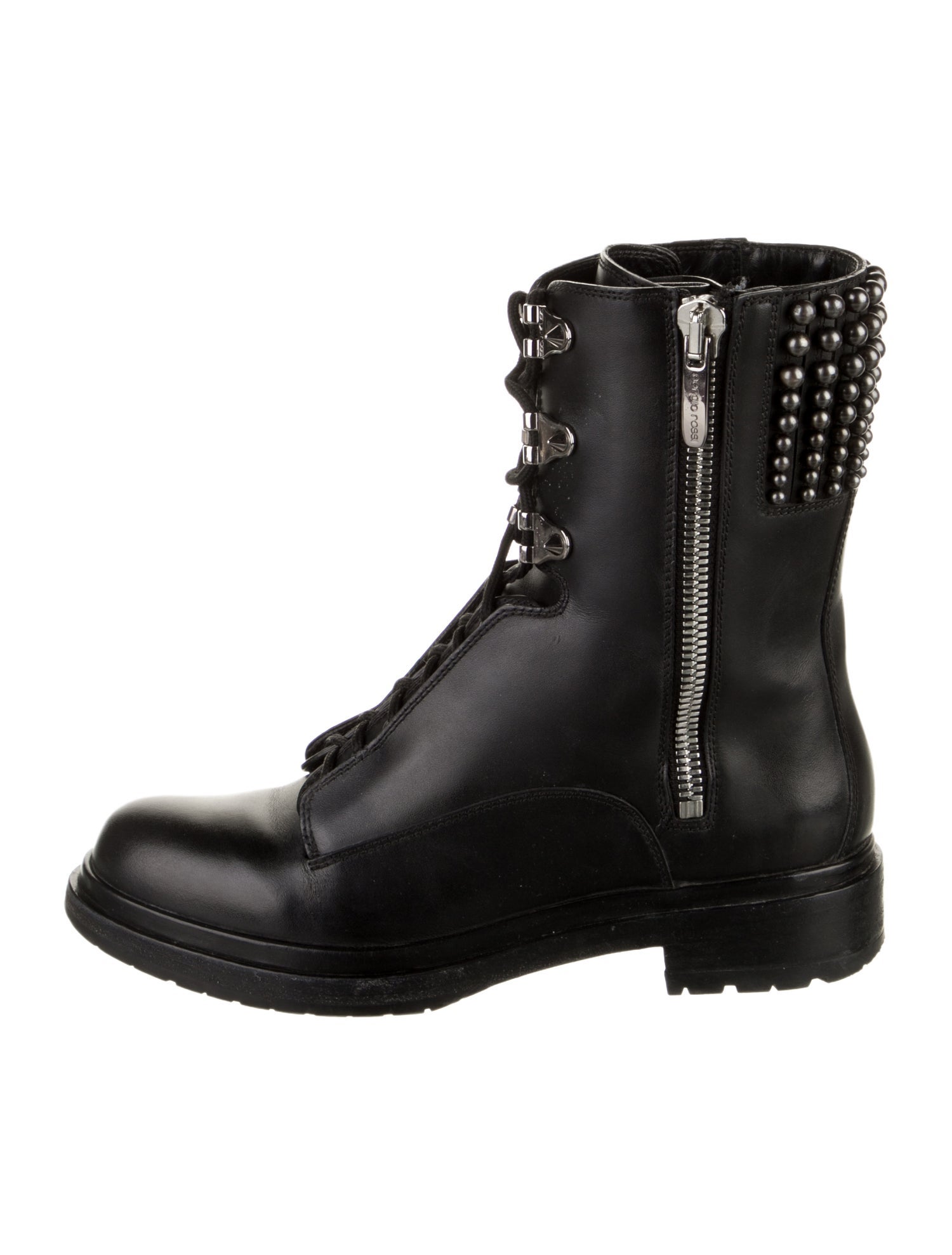 Sergio Rossi Leather Combat Boots