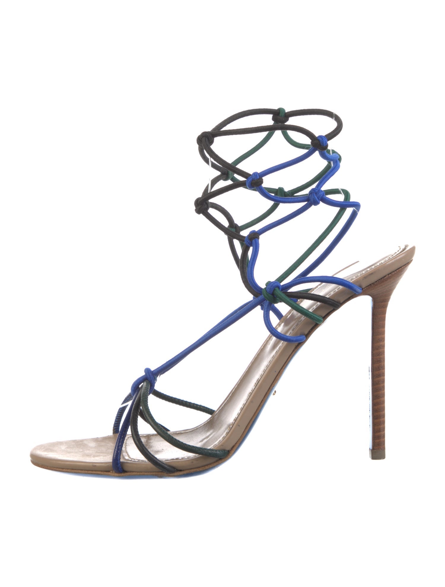 Sergio Rossi Leather Colorblock Pattern Sandals