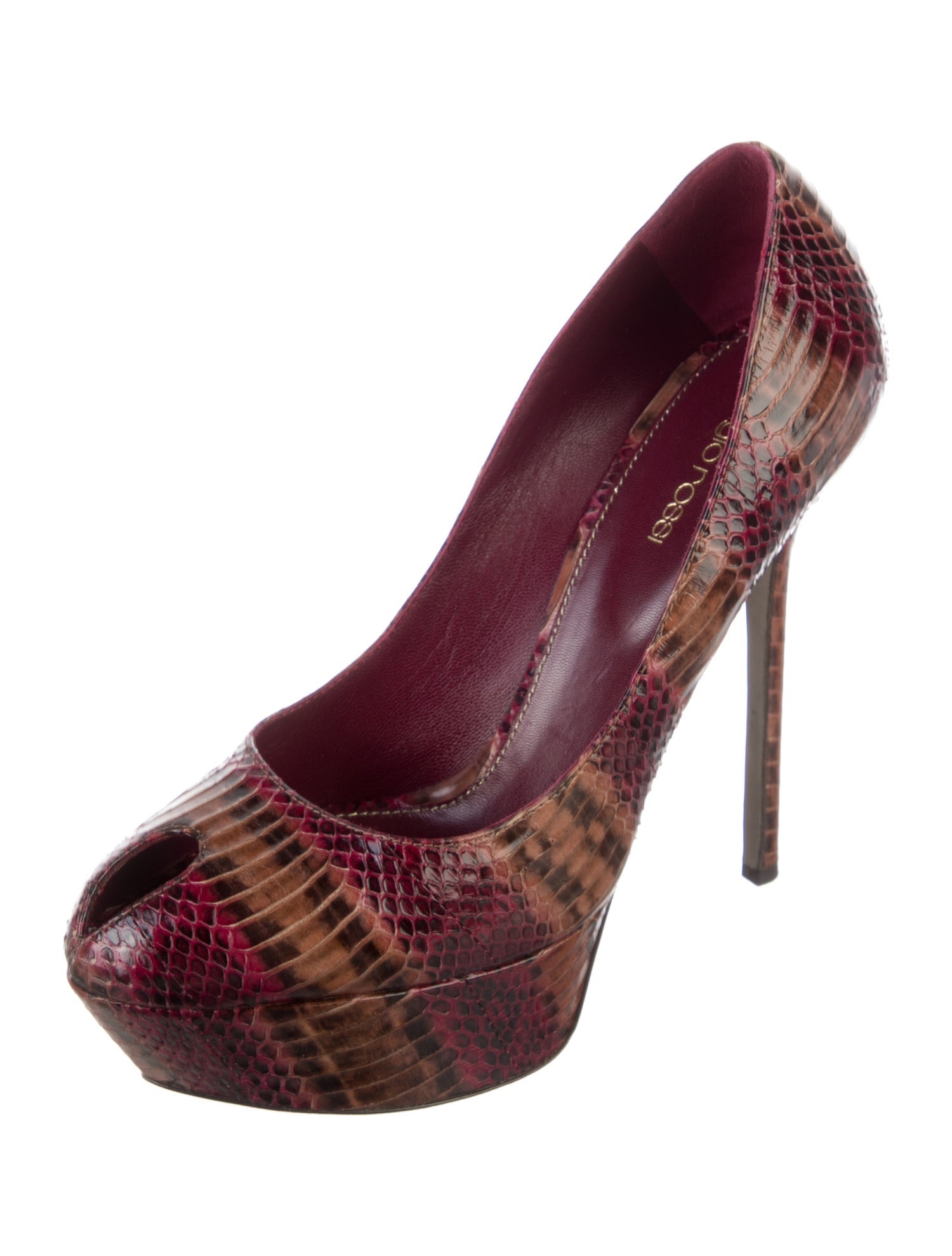 Sergio Rossi Leather Animal Print Pumps