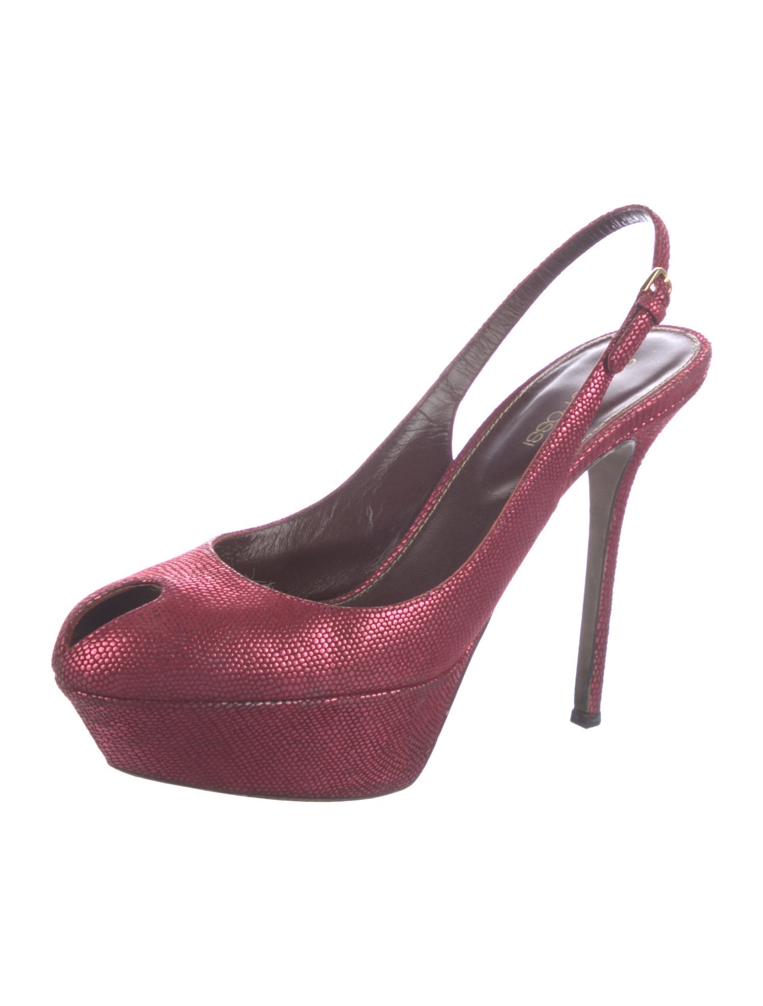 Sergio Rossi Embossed Leather Slingback Pumps