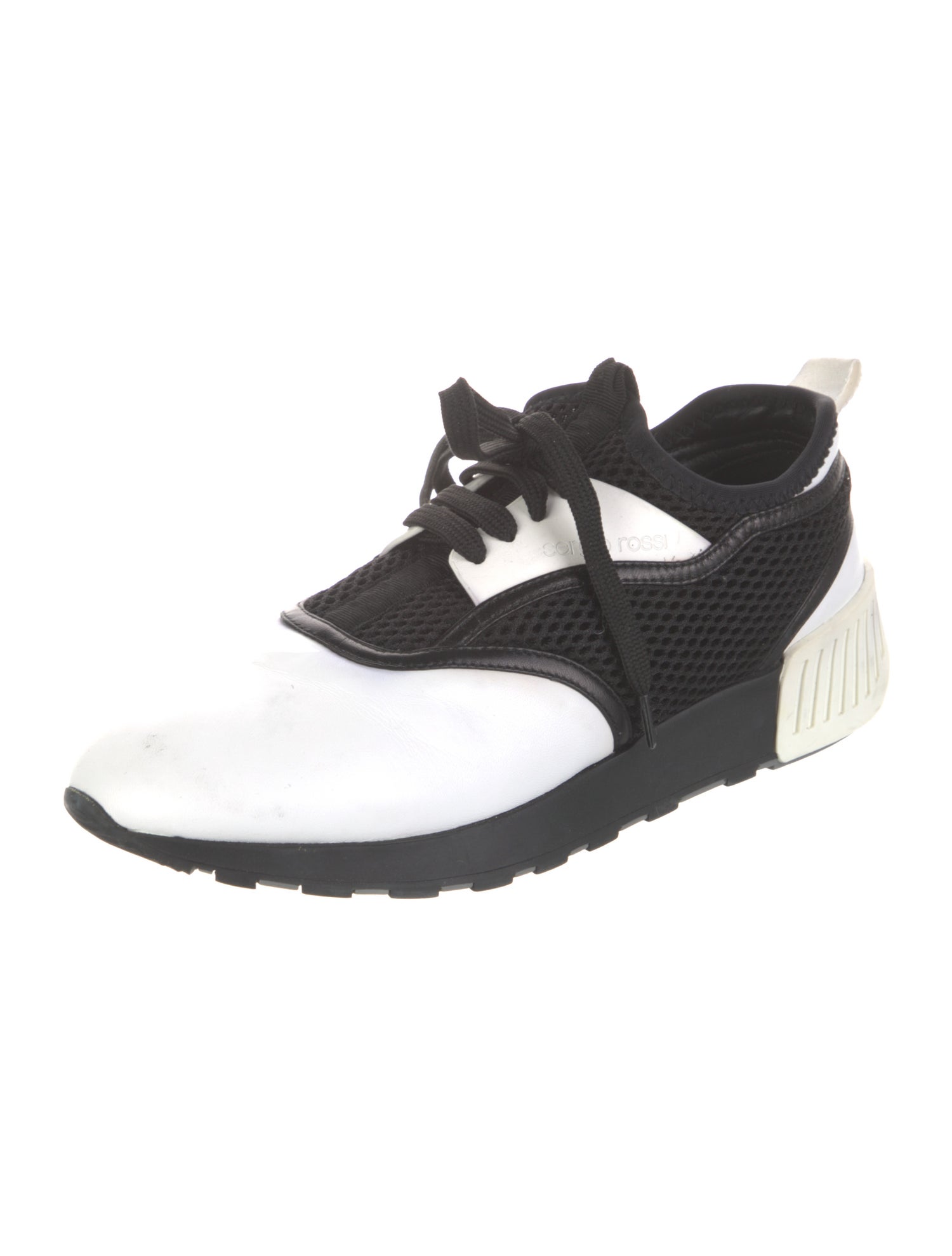 Sergio Rossi Leather Colorblock Pattern Sneakers