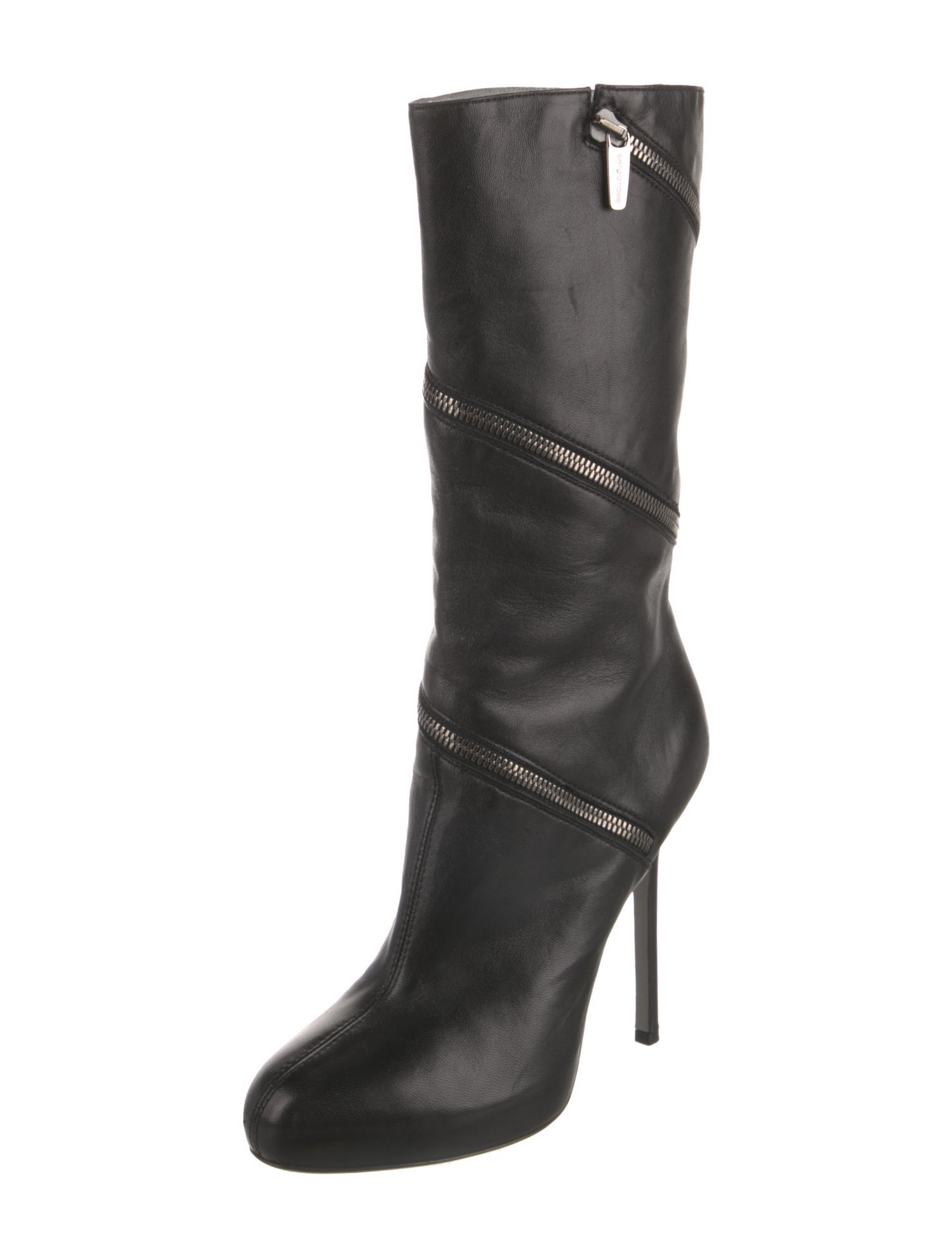 Sergio Rossi Leather Moto Boots