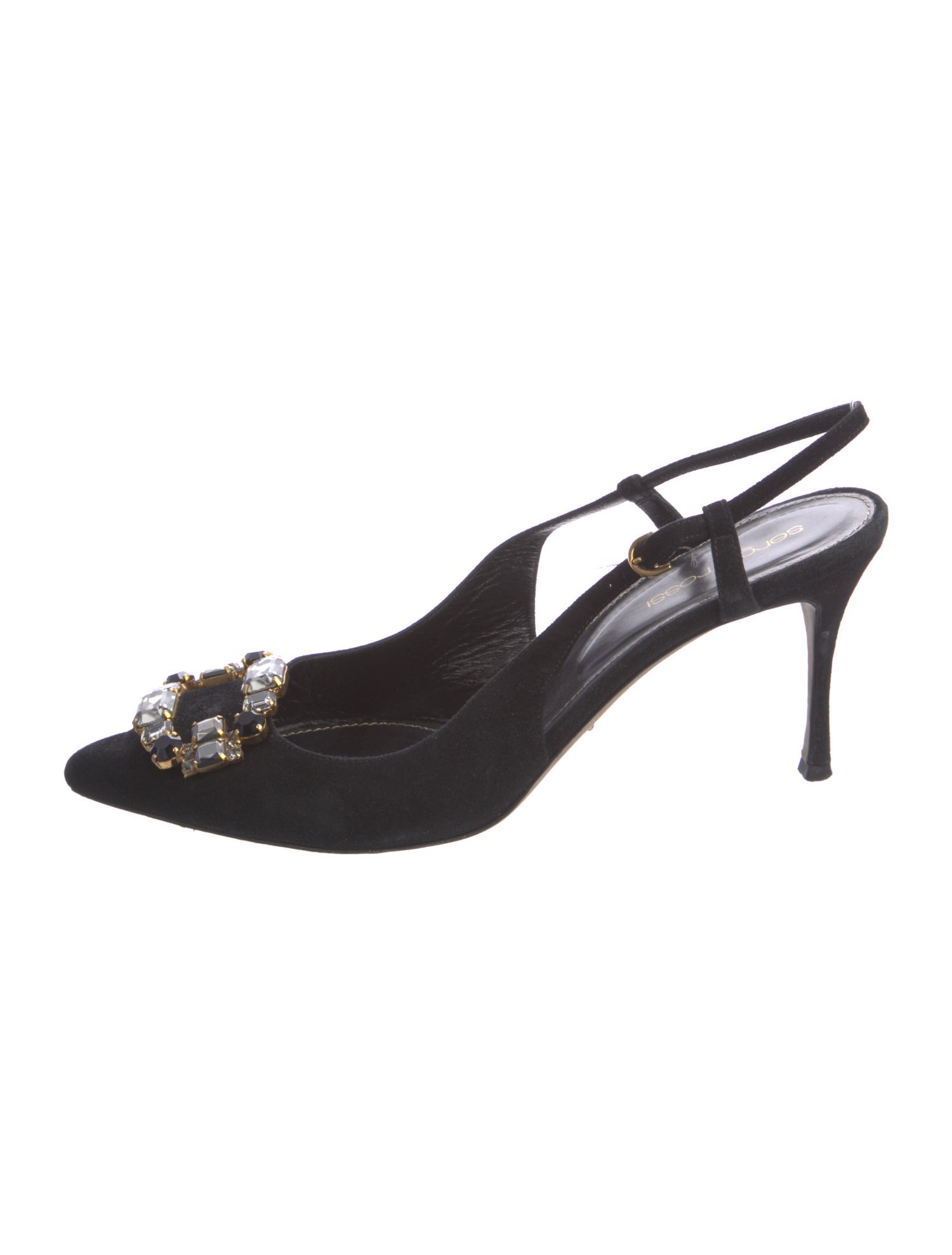 Sergio Rossi Suede Crystal Embellishments