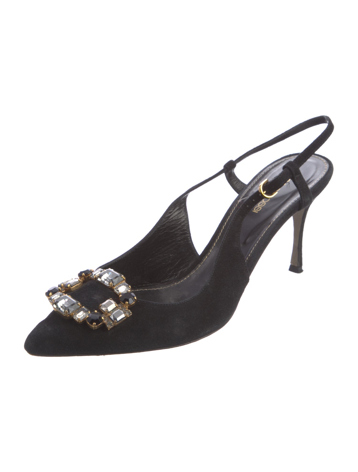 Sergio Rossi Suede Crystal Embellishments