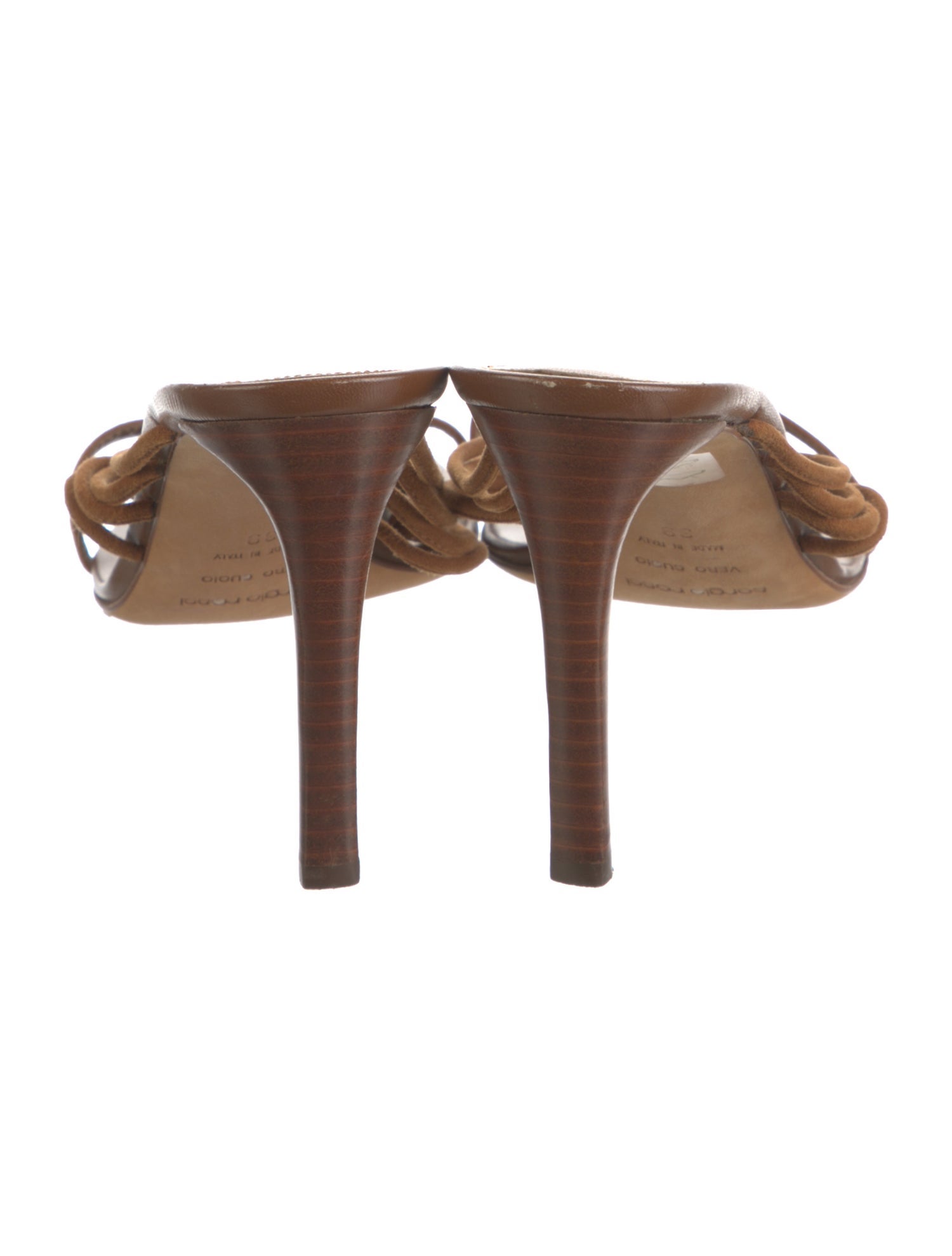 Sergio Rossi Leather Sandals - Brown Sandals, Shoes - SER70962