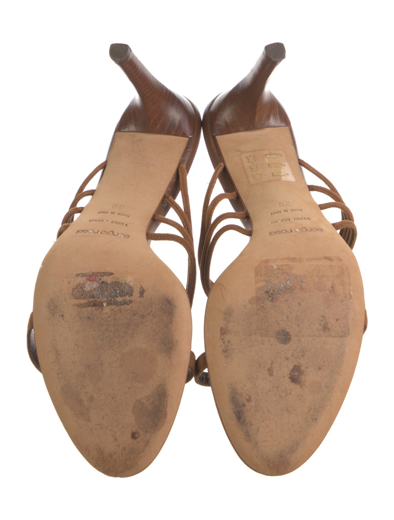 Sergio Rossi Leather Sandals - Brown Sandals, Shoes - SER70962