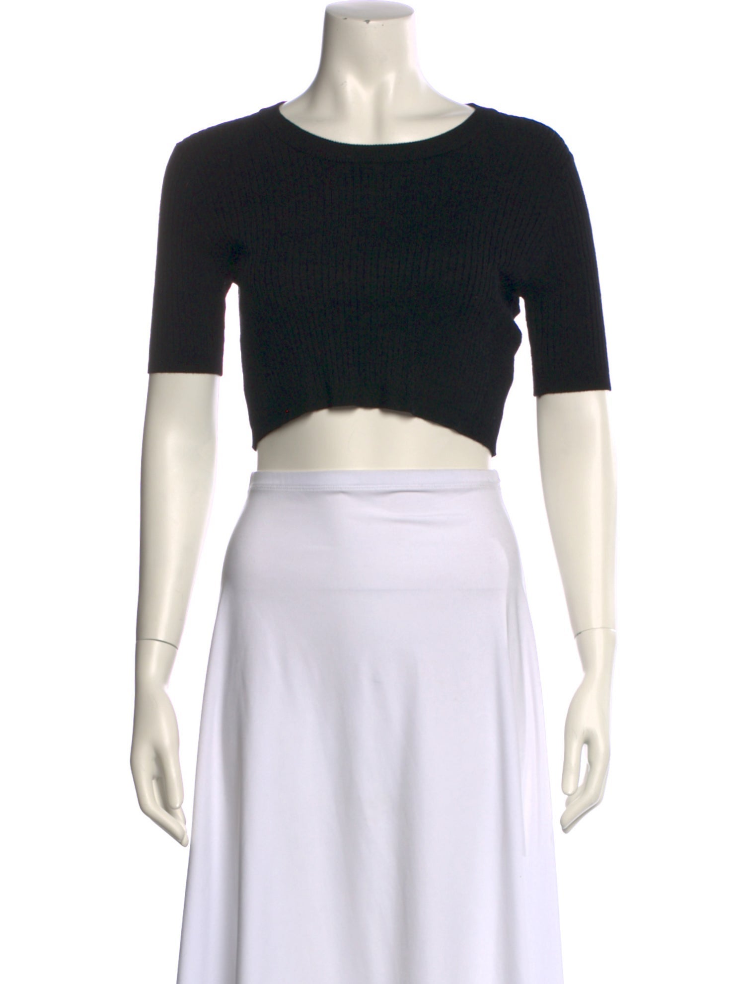 Seraphin Bateau Neckline Short Sleeve Crop Top