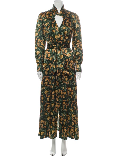 Seren Silk Long Dress Green