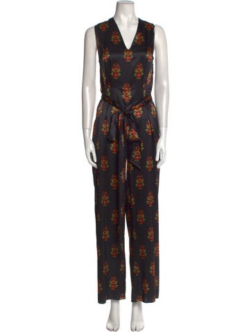 Seren Jumpsuits and Rompers Silk Floral Print Jumpsuit S