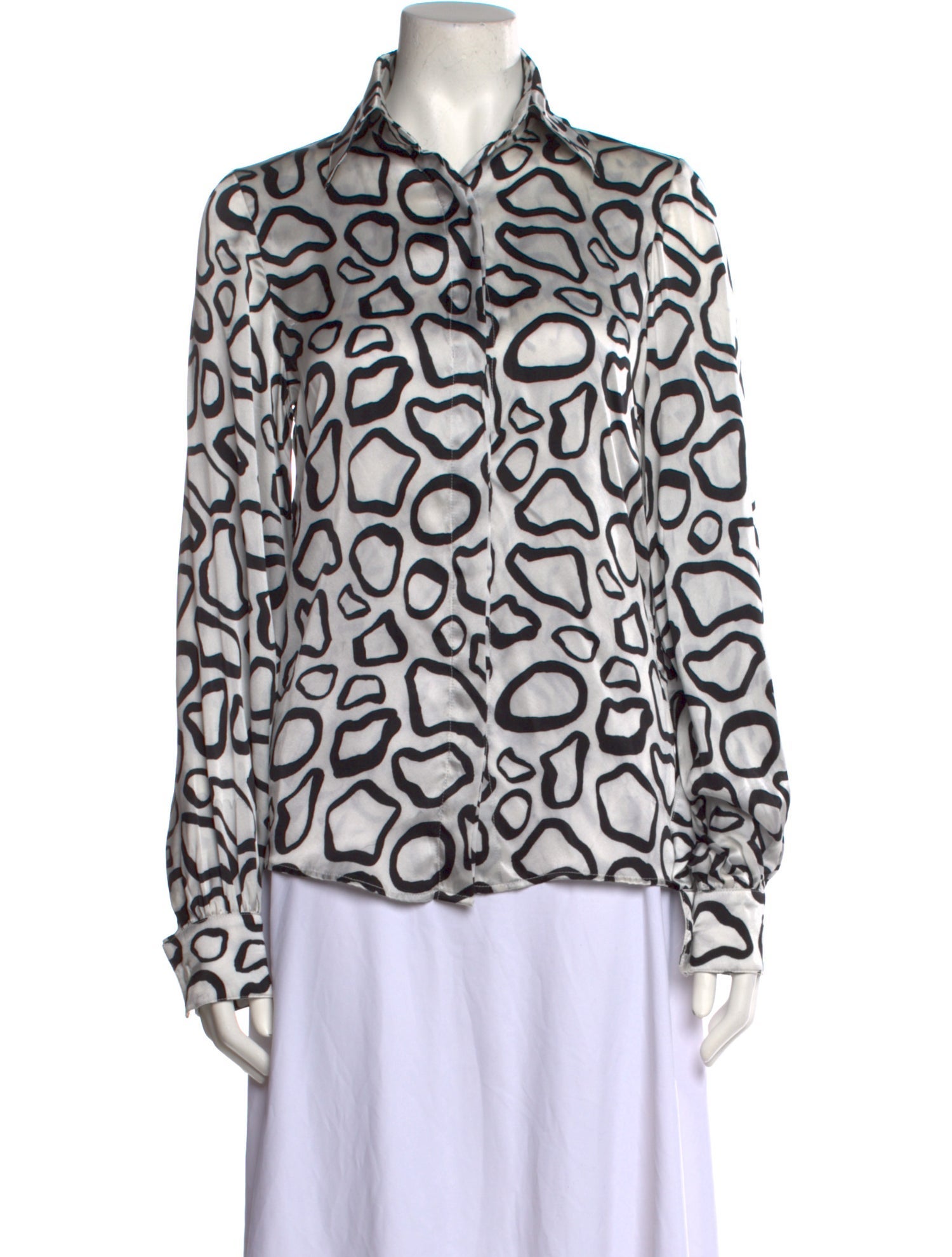 Sergio Hudson Silk Printed Button-Up Top