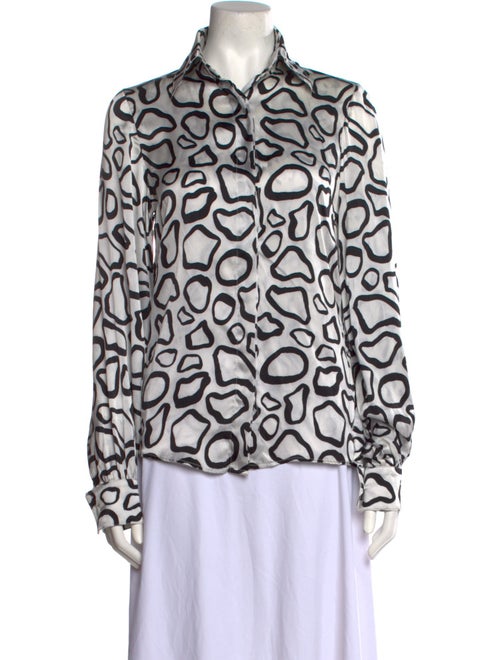 Sergio Hudson Silk Printed Button-Up Top