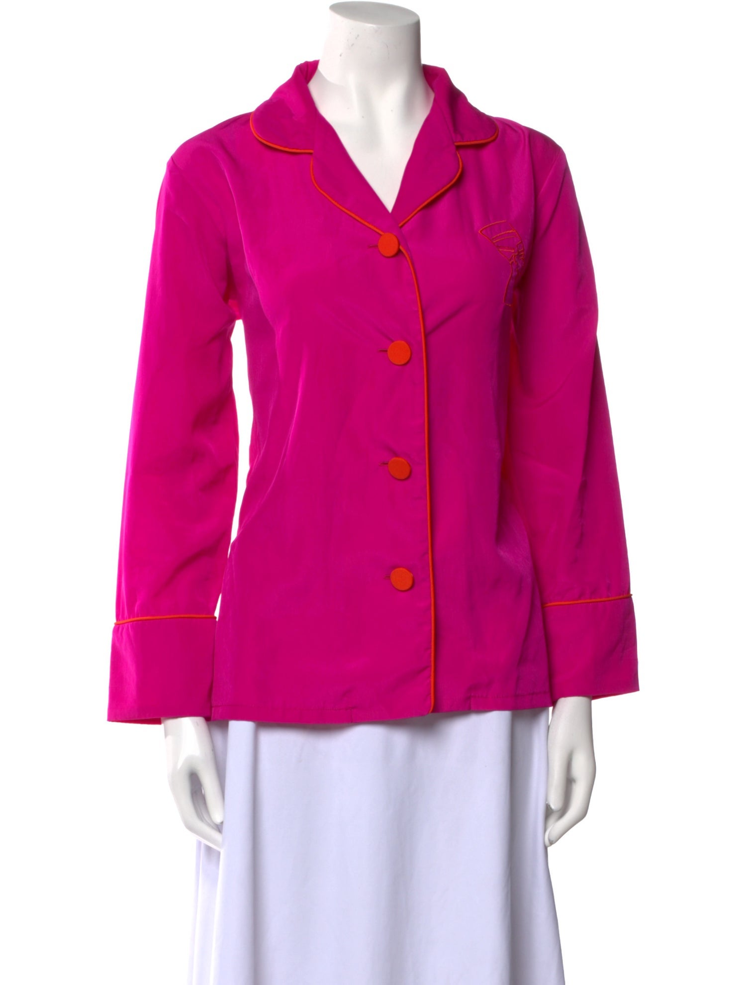 Sergio Hudson Three-Quarter Sleeve Button-Up Top